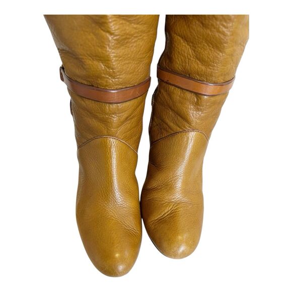 Coach Adair Pebble Grain Wedge Boots Sz 9 Saddle Color - Picture 3 of 4